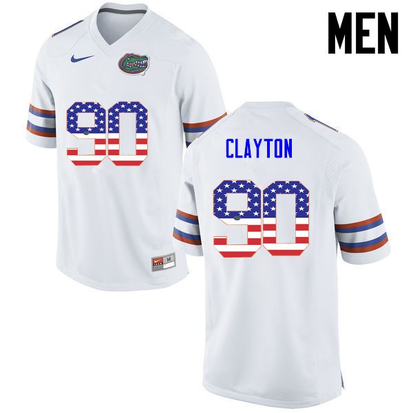 Florida Gators Men #90 Antonneous Clayton College Football USA Flag Fashion White
